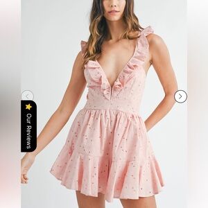Pink Ruffled V-Neck Romper